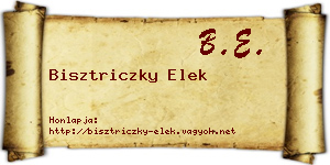 Bisztriczky Elek névjegykártya