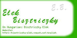 elek bisztriczky business card